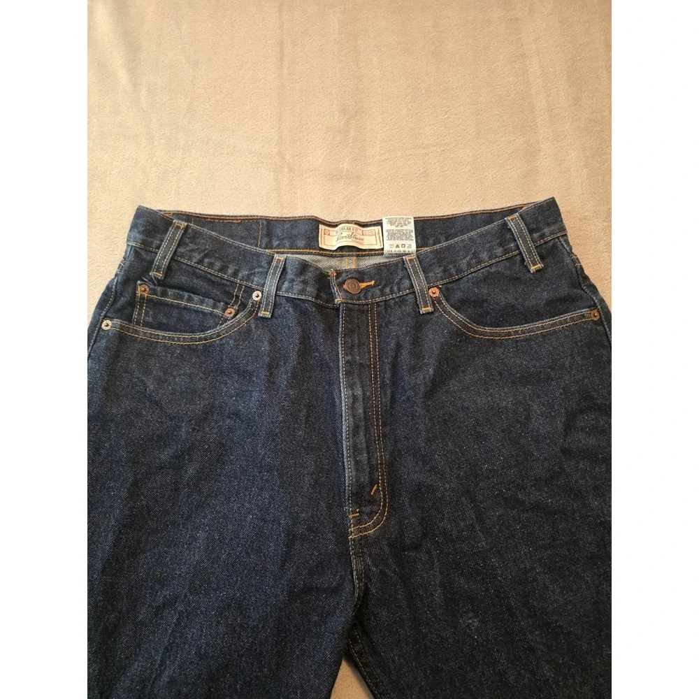 Levi Strauss Signature Jeans Mens 36x32 Blue Regular Fit Dark Wash Denim